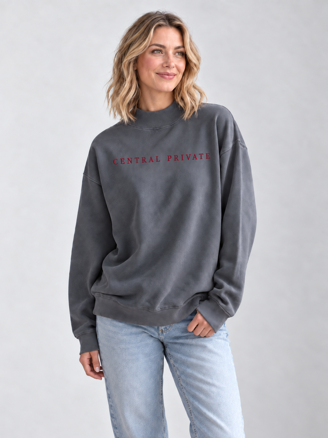 Chicka-d Dainty Central Private Embroidered Mock Neck