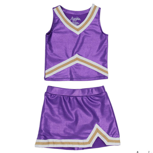 Azarhia Girls Purple & Gold Cheer Outfit