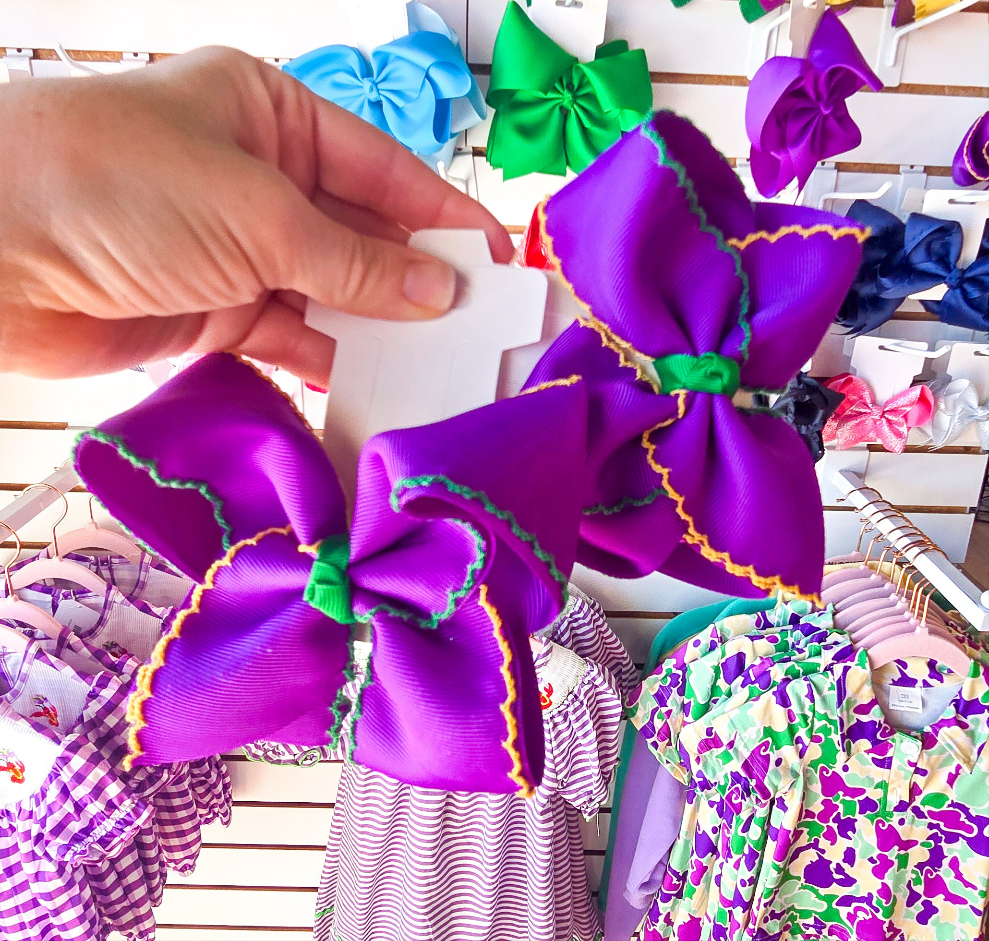 Mardi Gras Moon Stitch Hair Bow - MUDBUGSBTQ