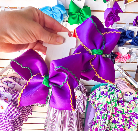 Mardi Gras Moon Stitch Hair Bow - MUDBUGSBTQ