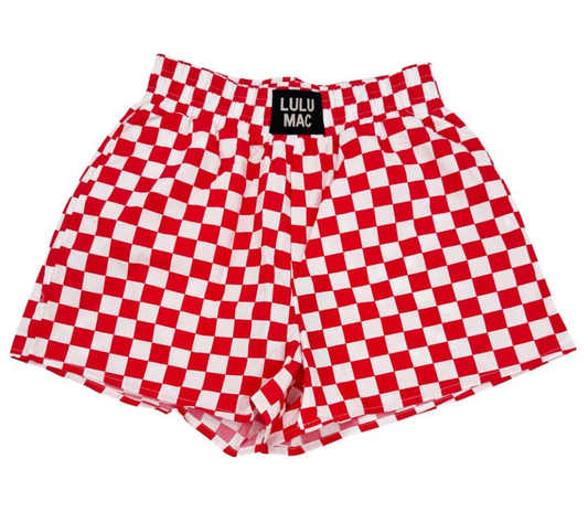 Red & White Checkered Lulu Mac Shorts