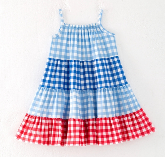 Blue & Red Ruffle Dress - MUDBUGSBTQ