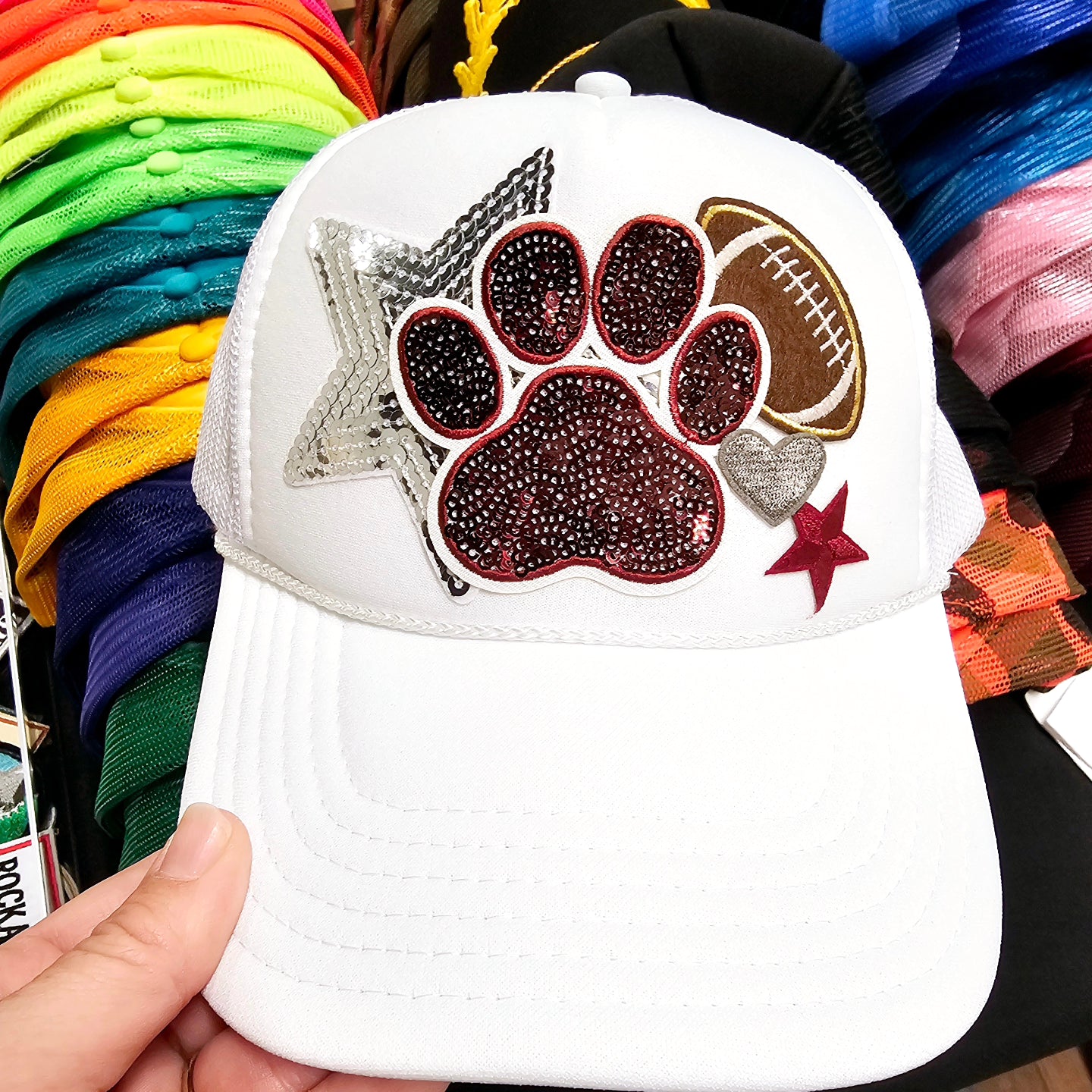 Maroon Wildcat Football (mid profile) Trucker Hat