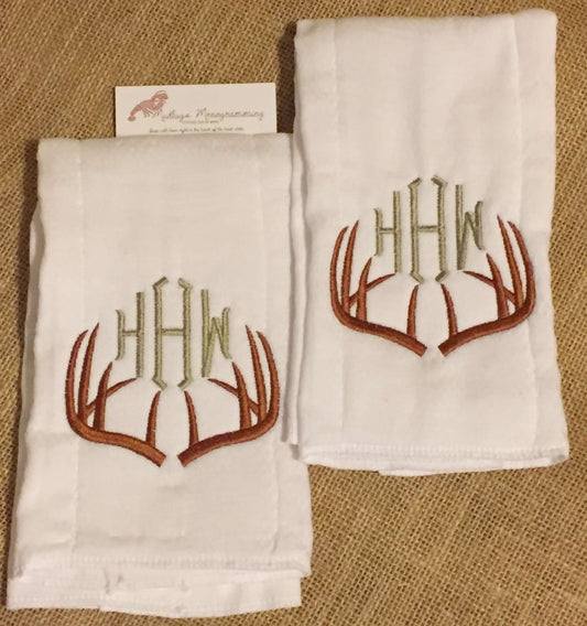 Monogram Deer Antler Burp Cloth - MUDBUGSBTQ