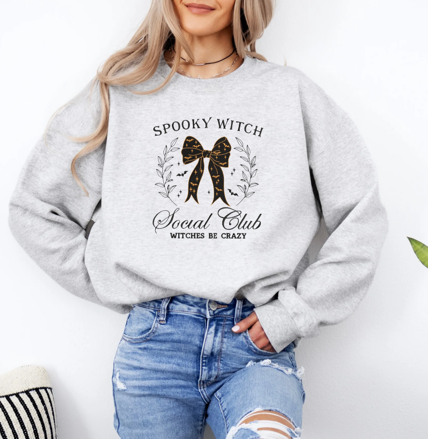 Spooky Witch Social Club Embroidered Sweatshirt