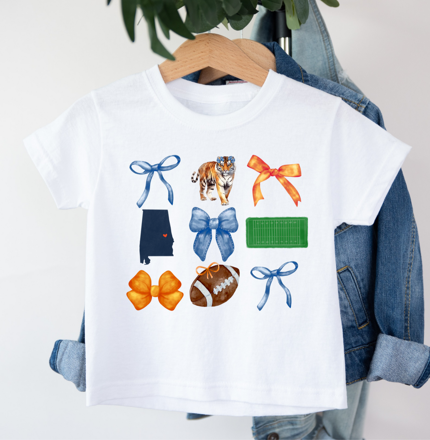 Navy & Orange Tiger Bow Tee