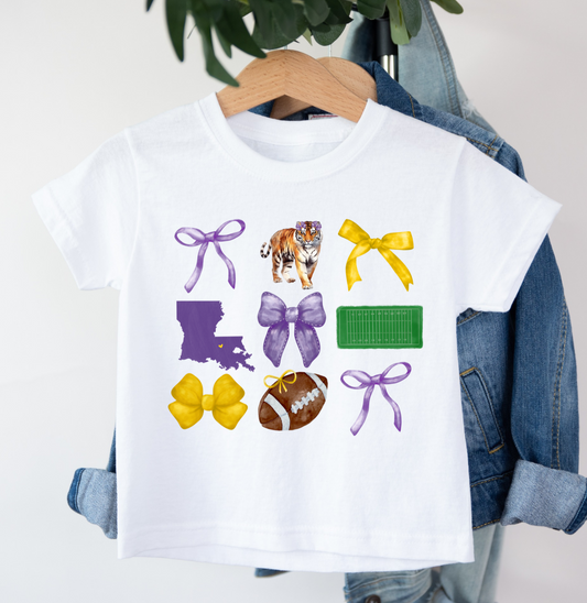 Purple & Gold Tiger Bows Tee