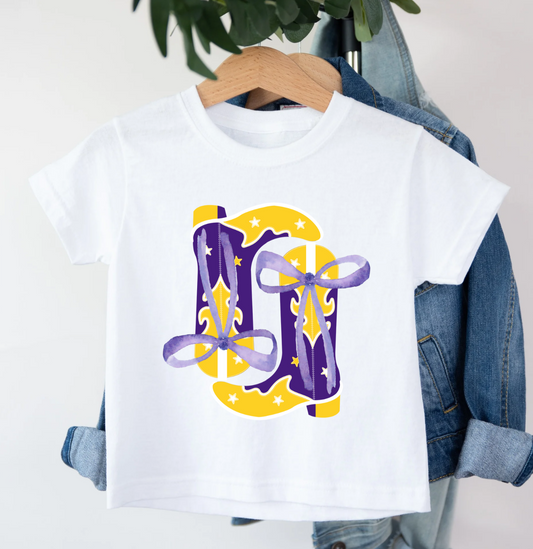 Girls Purple & Gold Boots Tee