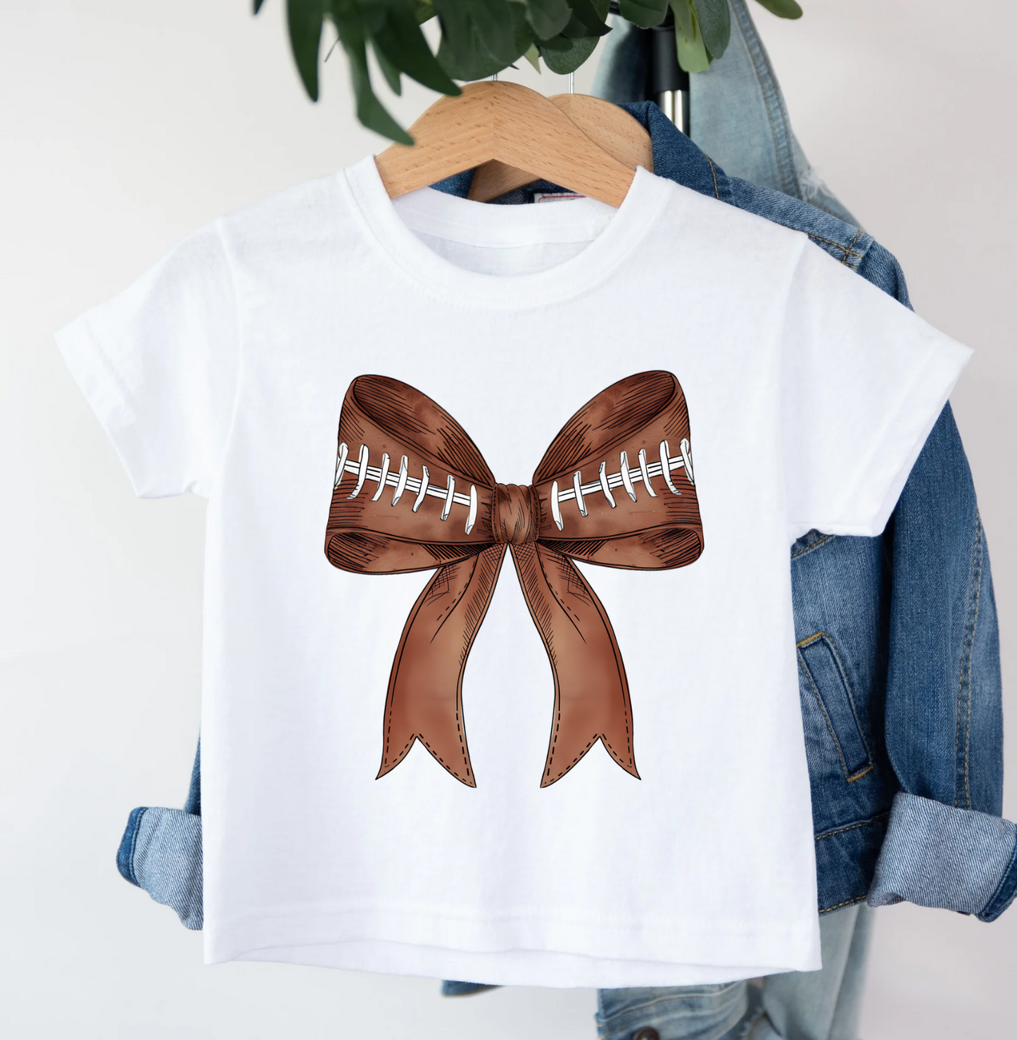 Girls Football Bow Tee