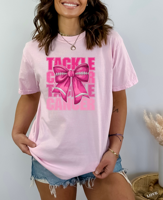 Tackle Cancer Bow Tee