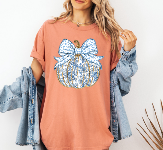 Blue Floral Pumpkin Shirt