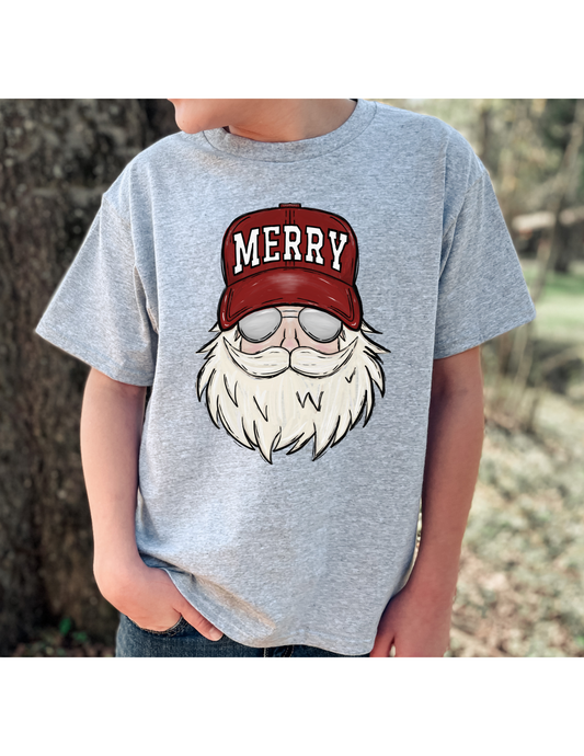 Merry Santa Tee on Ash Gray