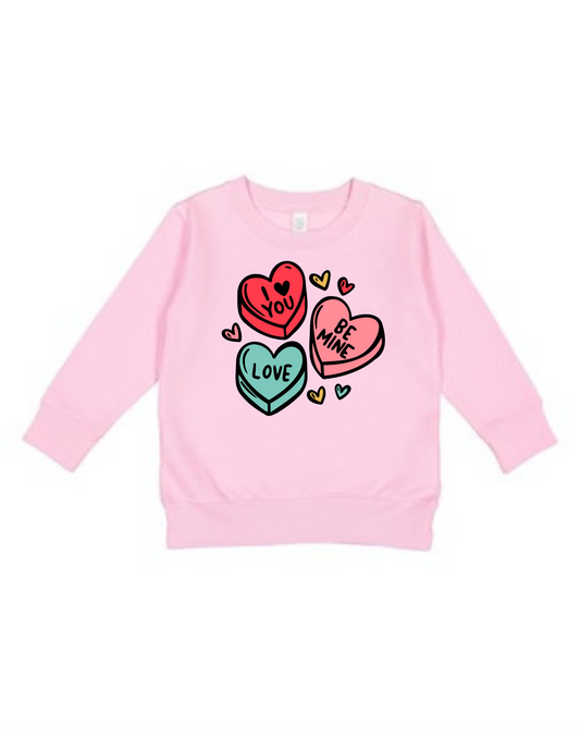 Girls Candy Hearts Valentine Sweatshirt