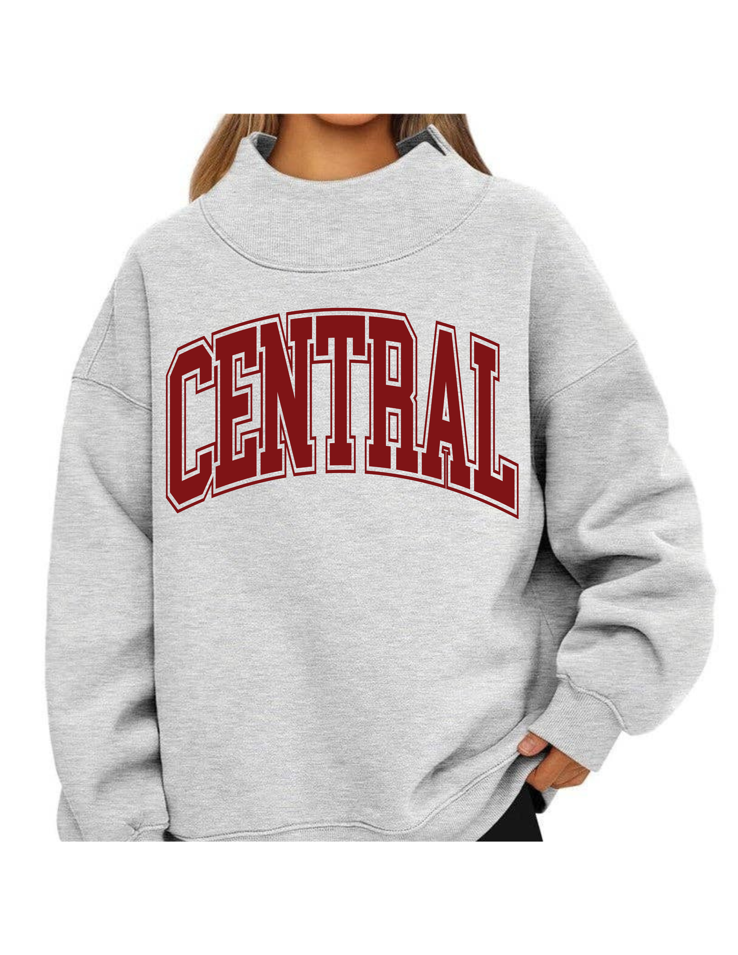 Central Gray Mock Neck Sweatshirt - MUDBUGSBTQ