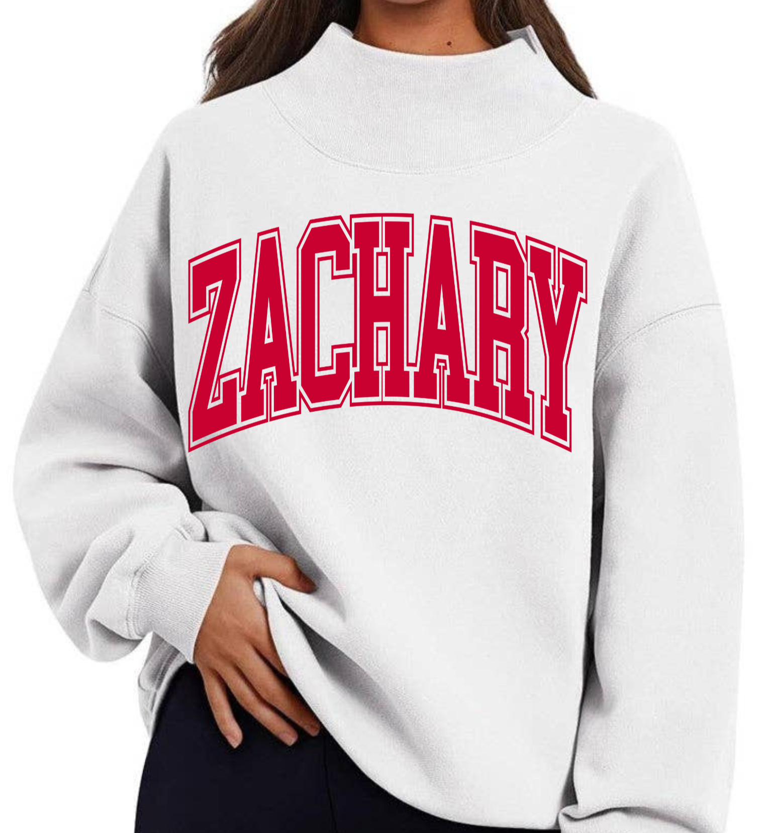 Zachary White Mock Neck Sweatshirt - MUDBUGSBTQ