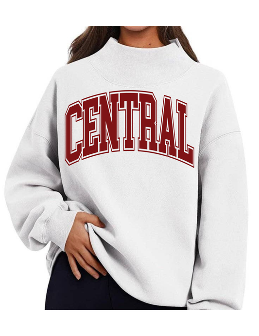 Central White Mock Neck Sweatshirt - MUDBUGSBTQ