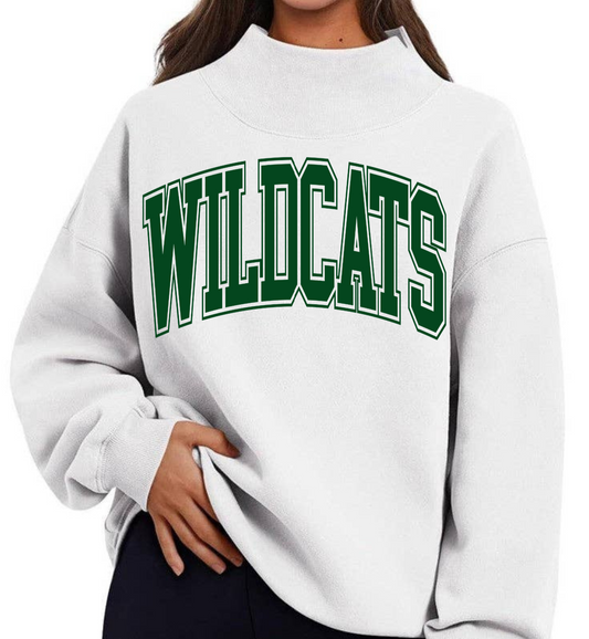 Wildcat White Mock Neck Sweatshirt
