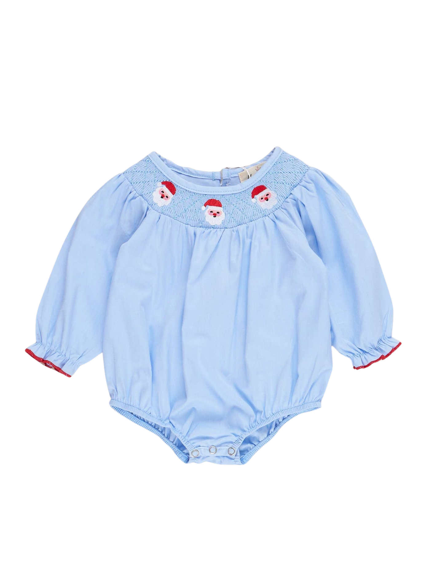 Blue Santa Smocked Romper