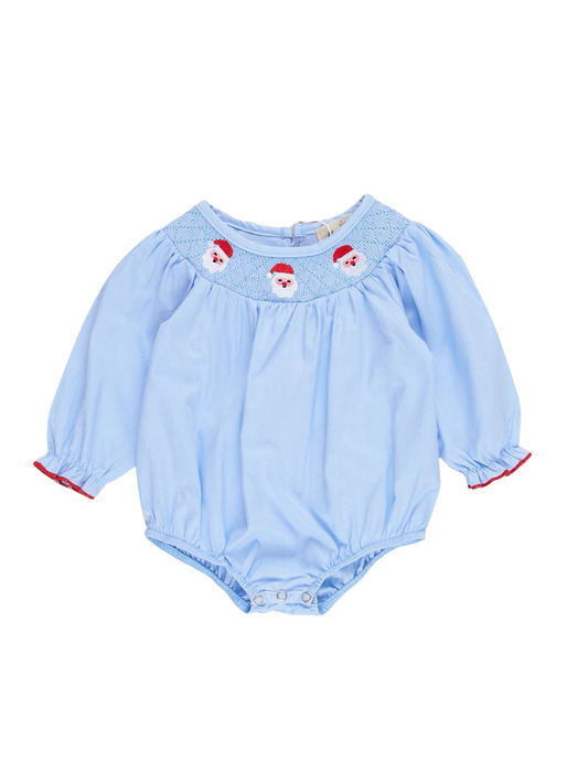 Blue Santa Smocked Romper