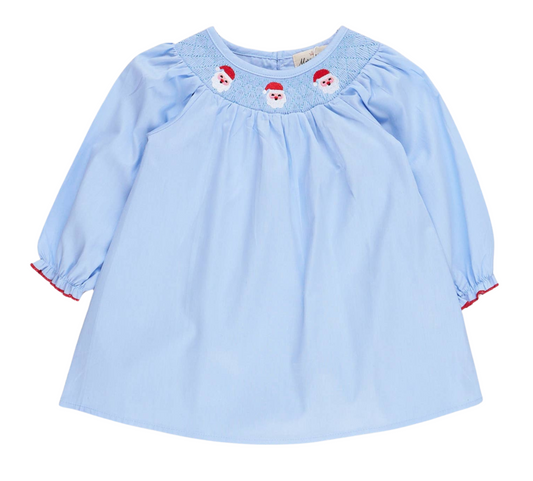 Blue Santa Smocked Dress