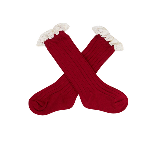 Lace Trim Knee Socks