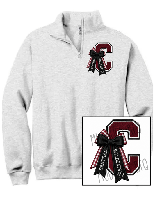 Central Varsity Bow Quarter Zip Sweatshirt