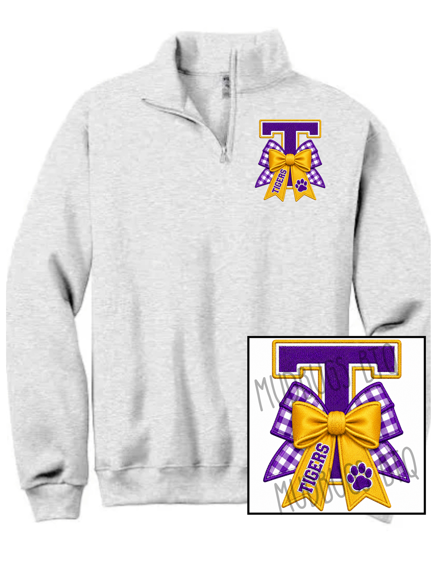 Tigers Varsity Bow Quarter Zip Sweatshirt
