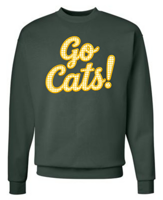 Go Cats! Gingham Retro Applique Sweatshirt
