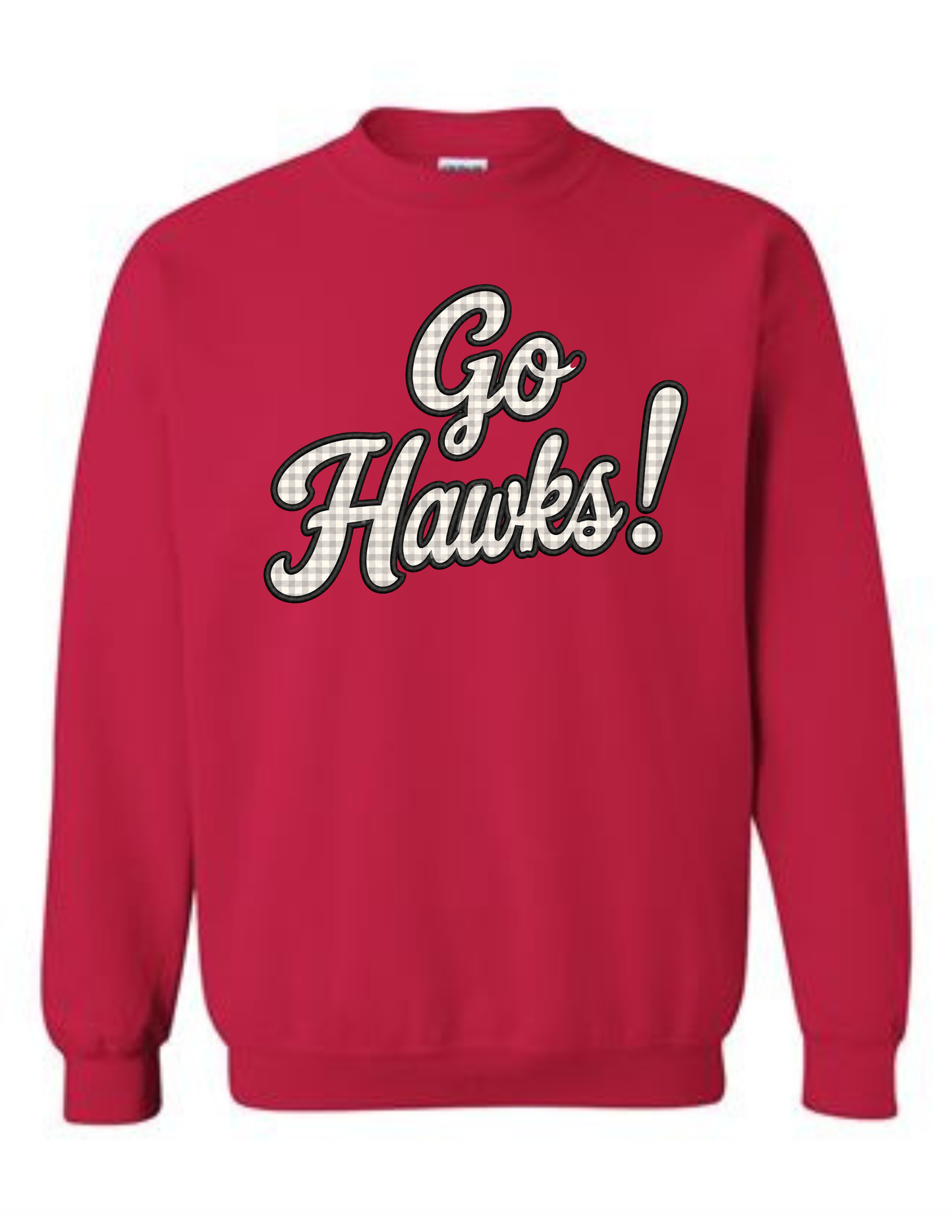 Go Hawks! Gingham Retro Applique Sweatshirt