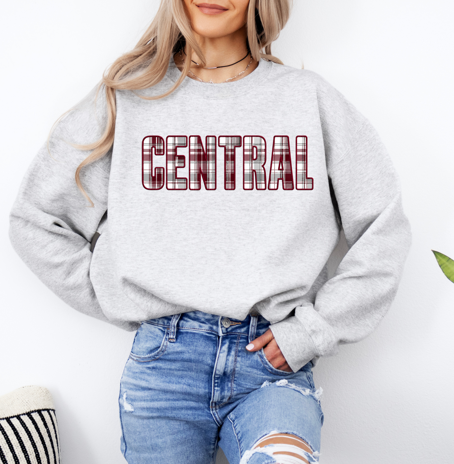 Central Plaid Applique - Southern Spirit Sweatshirt