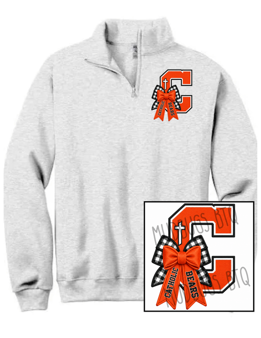 Catholic Varsity Bow Quarter Zip Sweatshirt