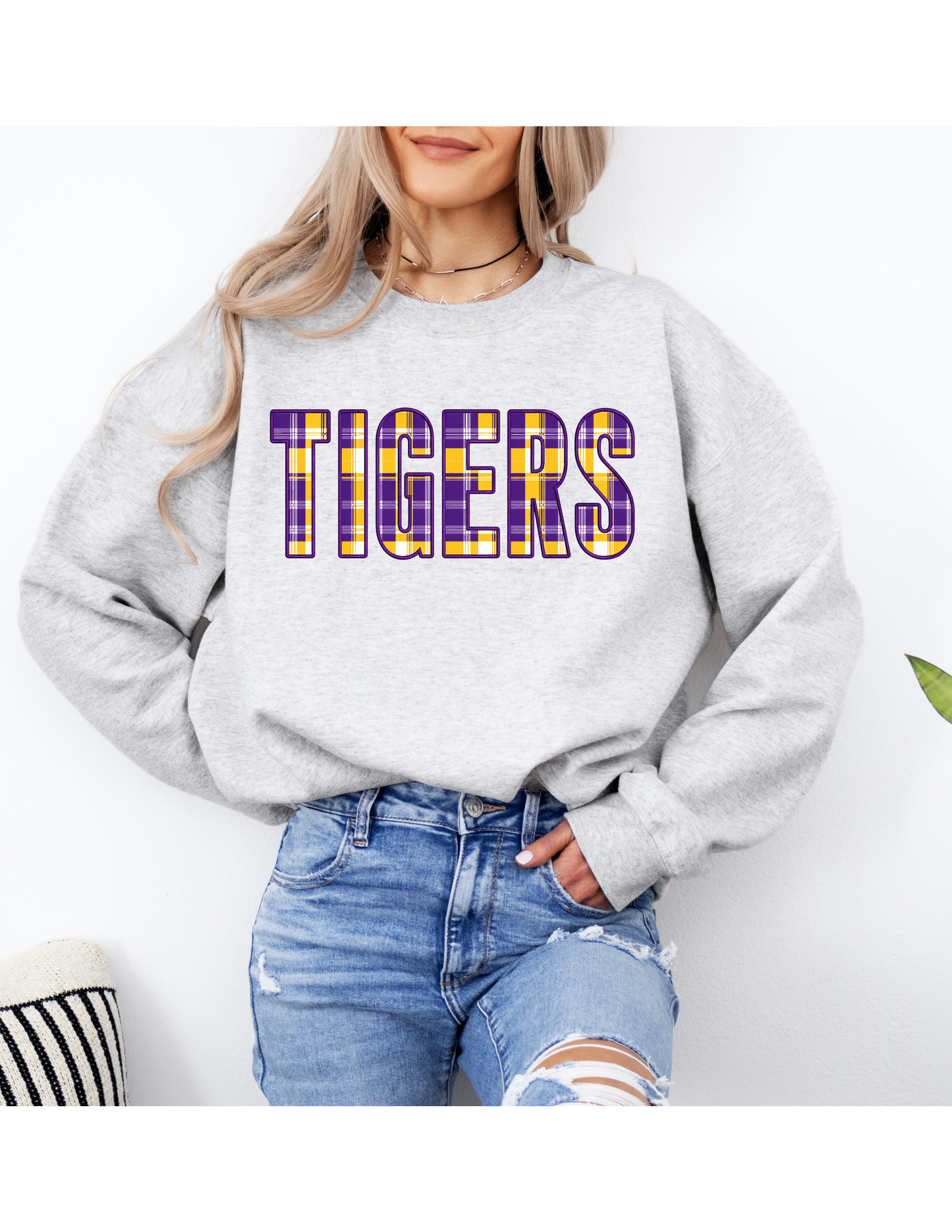 Tigers Plaid Applique - Southern Spirit Sweatshirt