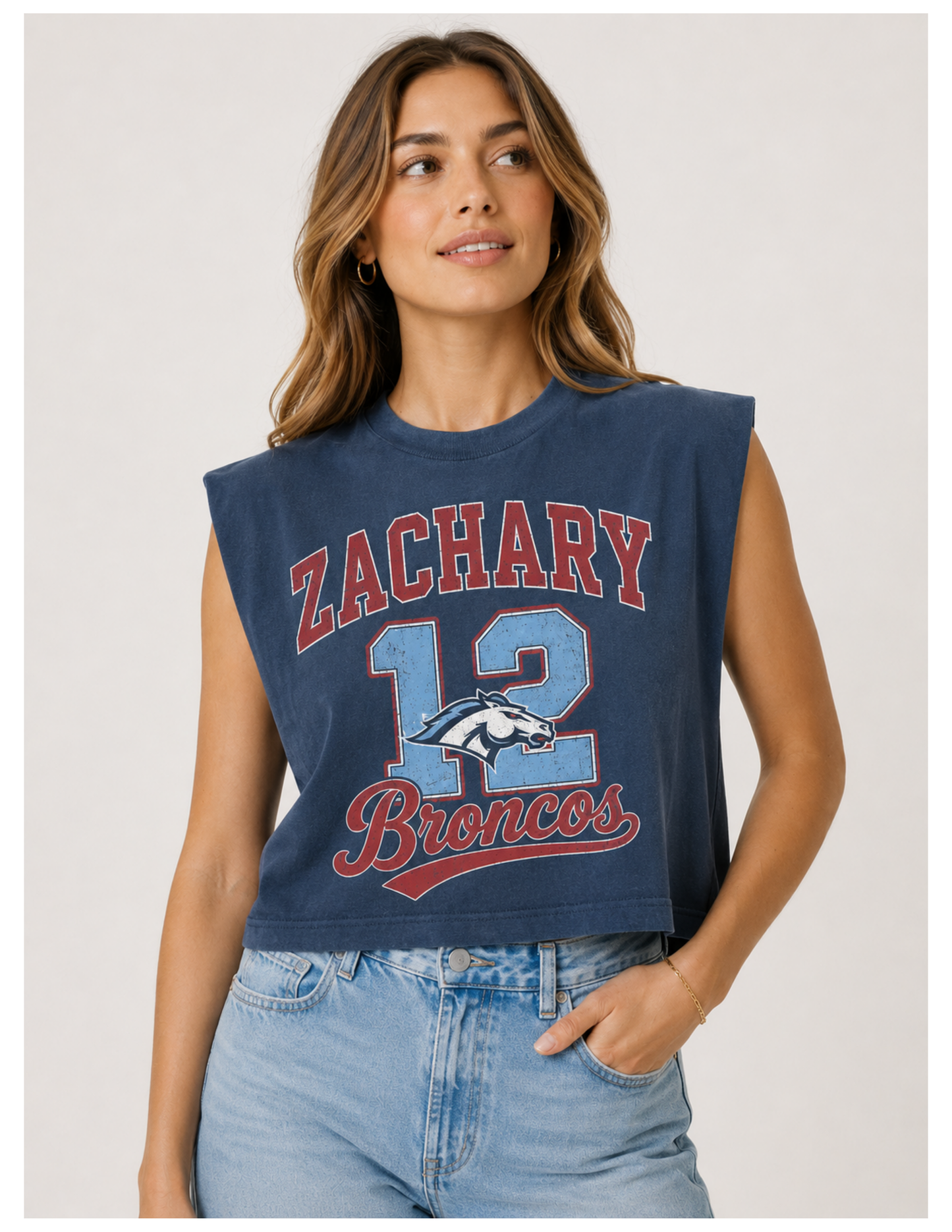 Zachary Broncos Vintage Varsity Tank