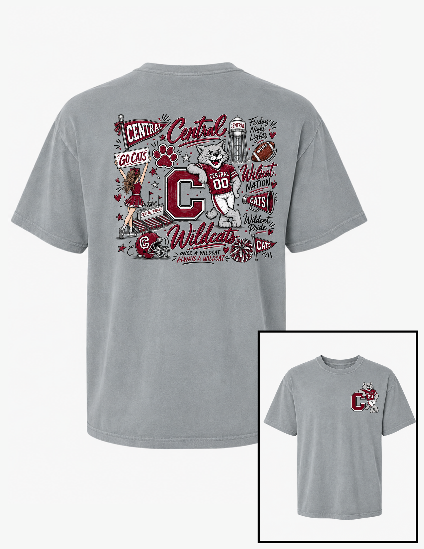 Central Wildcats Doodle Art Tee