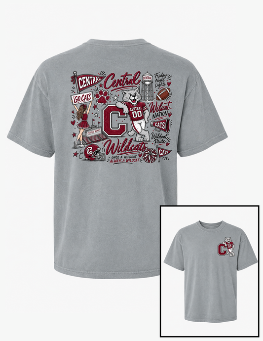 Central Wildcats Doodle Art Tee