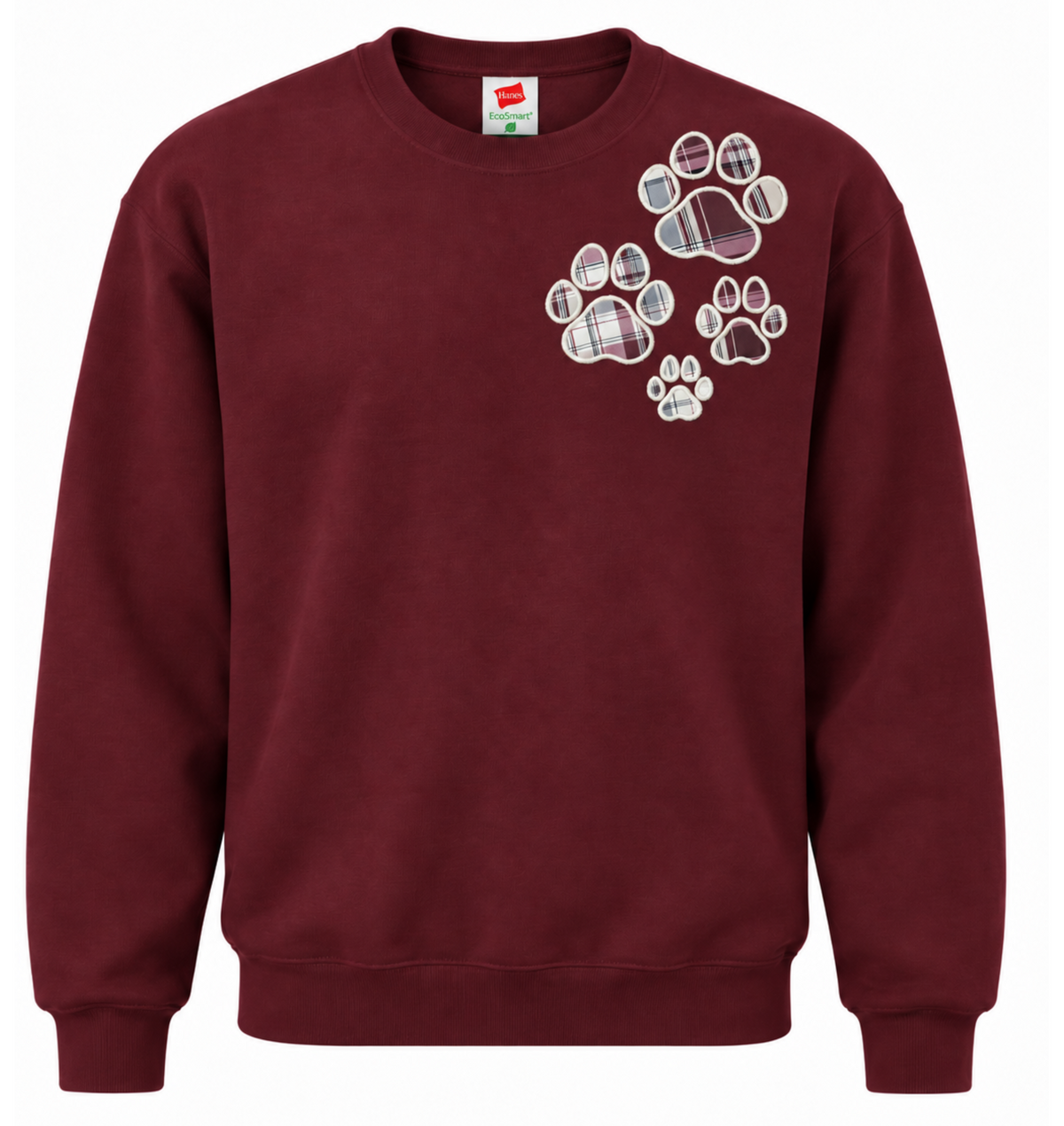 Plaid Paw Print Appliqué Crewneck | Southern Spirit Collection