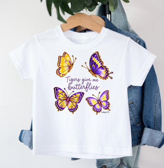 Tigers Purple & Gold Butterfly Printed Tee