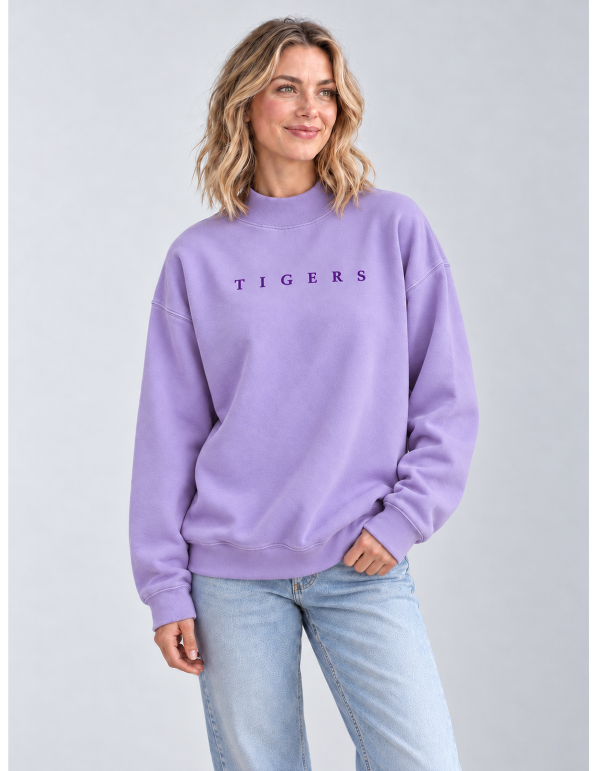 Chicka-d Dainty Tigers Embroidered Mock Neck