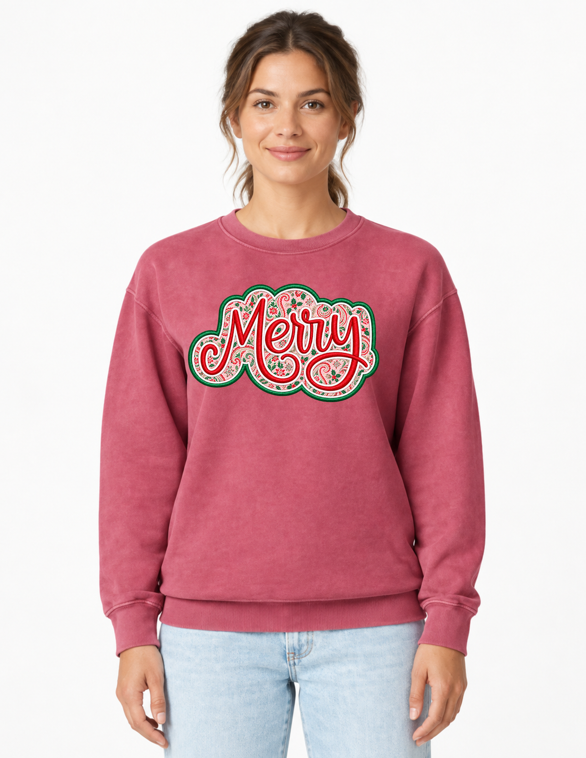 Merry Paisley Christmas Appliqué | Comfort Colors Sweatshirt & Tees