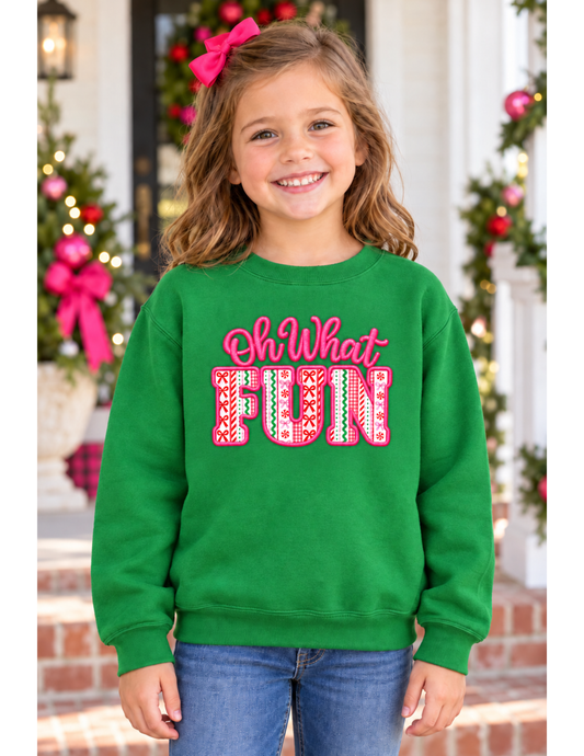 Oh What Fun Christmas Appliqué Sweatshirt
