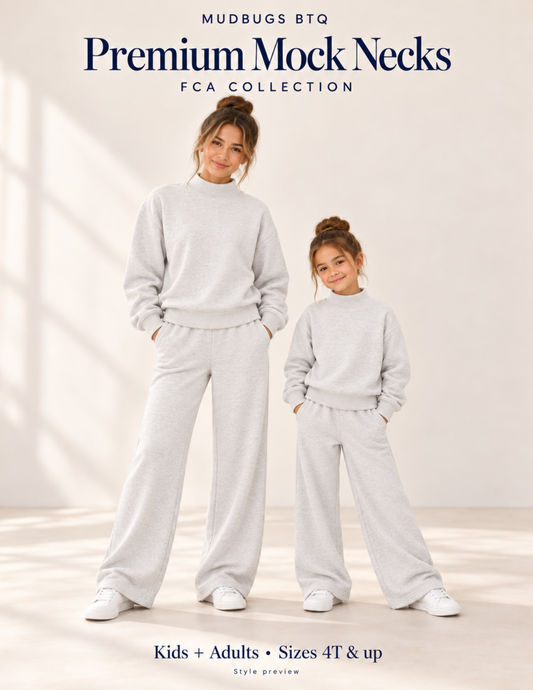 FCA Premium Mock Neck Sweatshirt & Wide Leg Pant Set - MUDBUGSBTQ