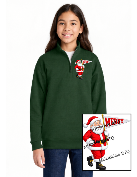 Merry Santa Youth Quarter Zip Sweatshirt
