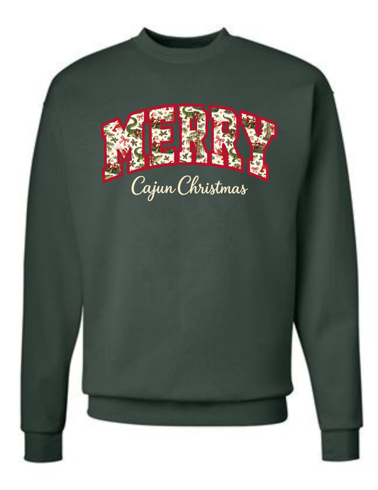 Merry Cajun Christmas Appliqué Sweatshirt | Southern Spirit