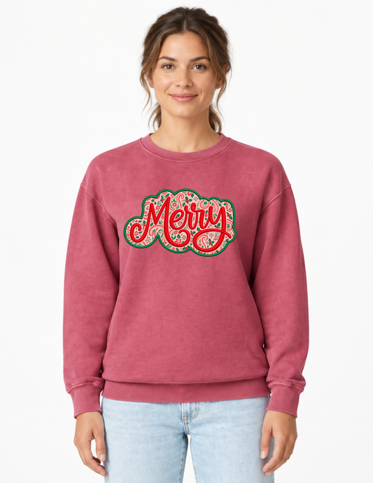 Merry Paisley Christmas Appliqué | Comfort Colors Sweatshirt & Tees - MUDBUGSBTQ