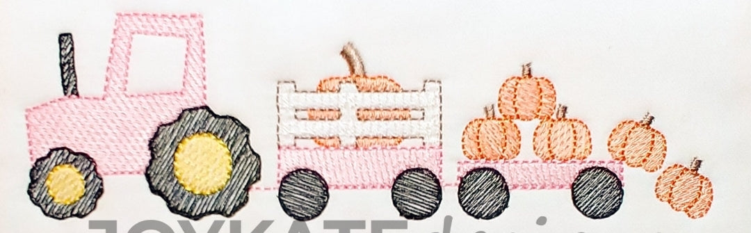 Pumpkin Tractor Embroidery - MUDBUGSBTQ