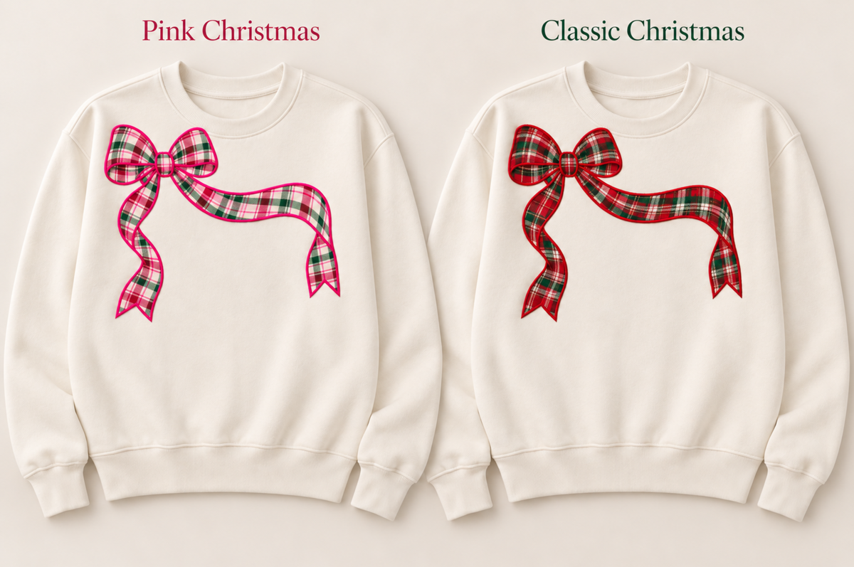 All Wrapped Up Christmas Bow Appliqué Sweatshirt | Southern Spirit - MUDBUGSBTQ