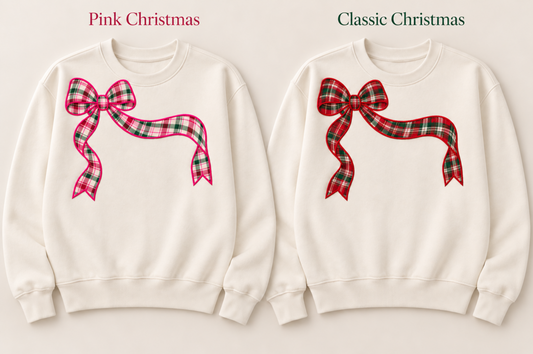 All Wrapped Up Christmas Bow Appliqué Sweatshirt | Southern Spirit - MUDBUGSBTQ