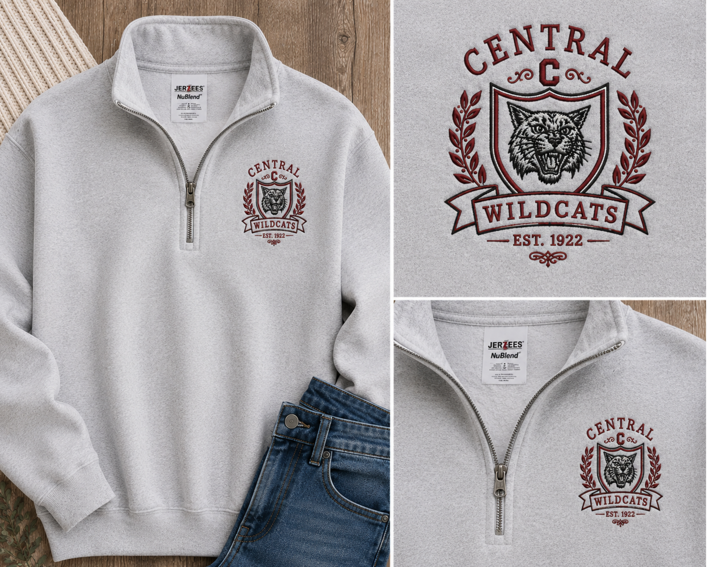 Central Vintage Crest Quarter Zip Sweatshirt