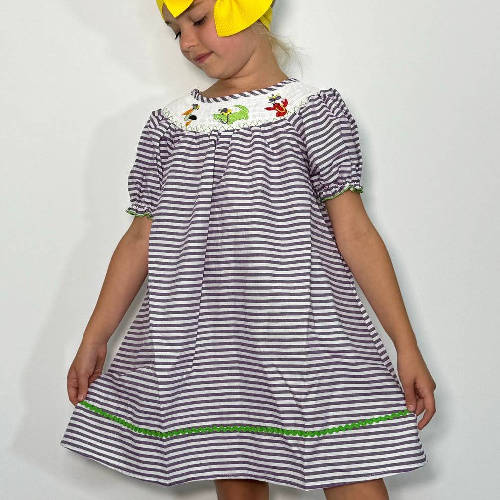 Mardi Gras Smocked Dress - MUDBUGSBTQ
