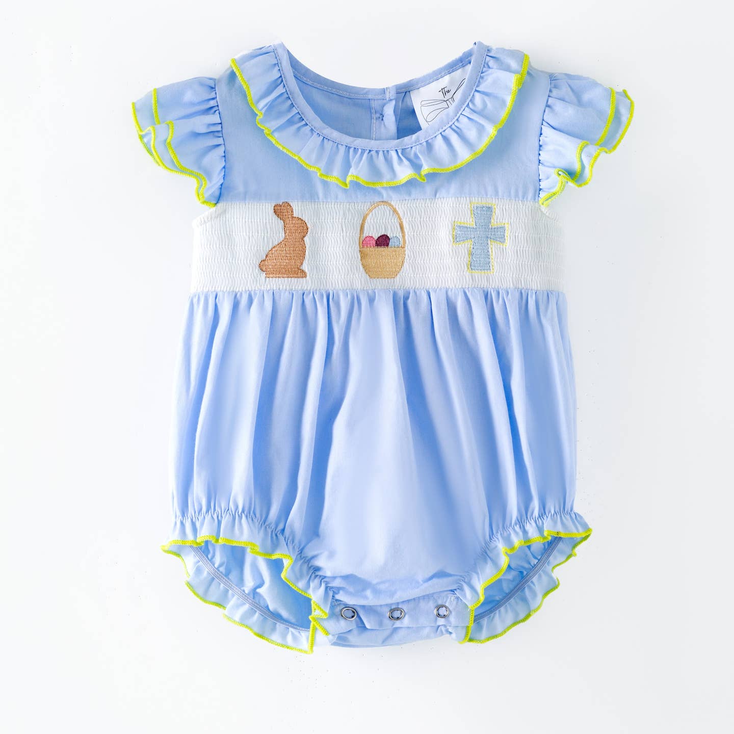 Blue Smocked Easter Romper - MUDBUGSBTQ
